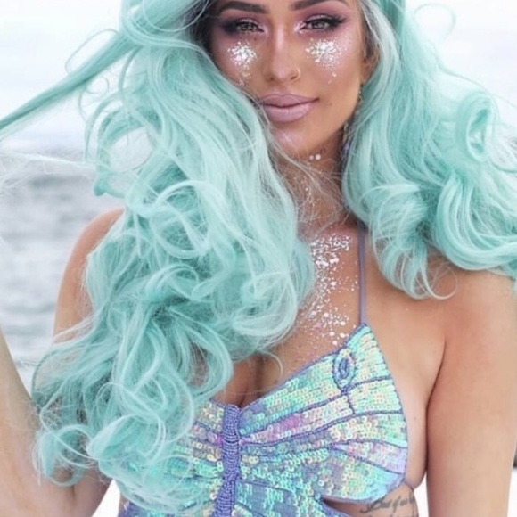💖MinOxshi SEA GREEN 2 🍬 22” Lace Front Wig *NEW*